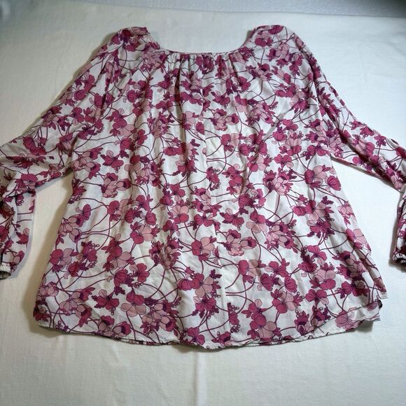 A New Approach Top Womens XL Floral White And Pink Long Sleeve‎ Rayon - Picture 3 of 12